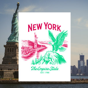 New York The Empire State Est. 1788 Bald Eagle Postcard