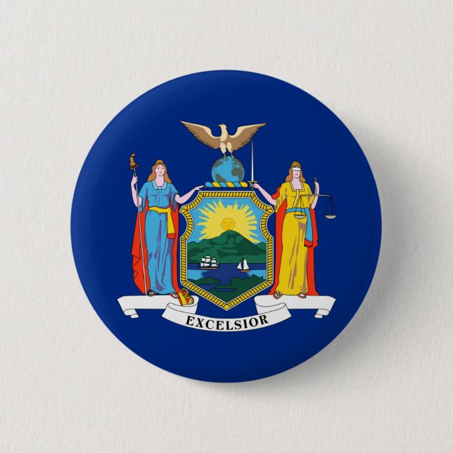 New York: The Empire State, Home Big Apple Flag 6 Cm Round Badge (Front)