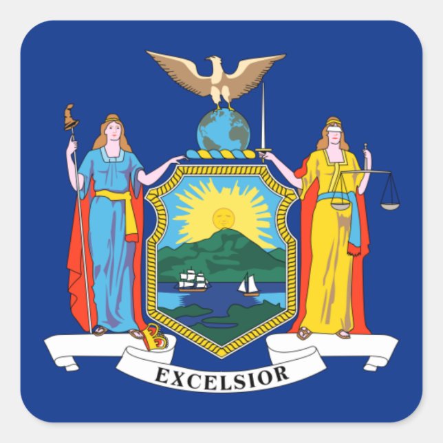 New York: The Empire State, Home Big Apple Flag Square Sticker (Front)