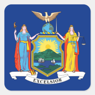 New York: The Empire State, Home Big Apple Flag Square Sticker