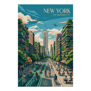 New York The Garden City Vintage Travel Poster Art