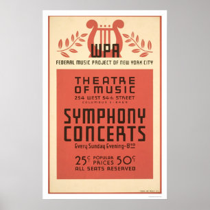 New York Theatre Music 1940 WPA Poster