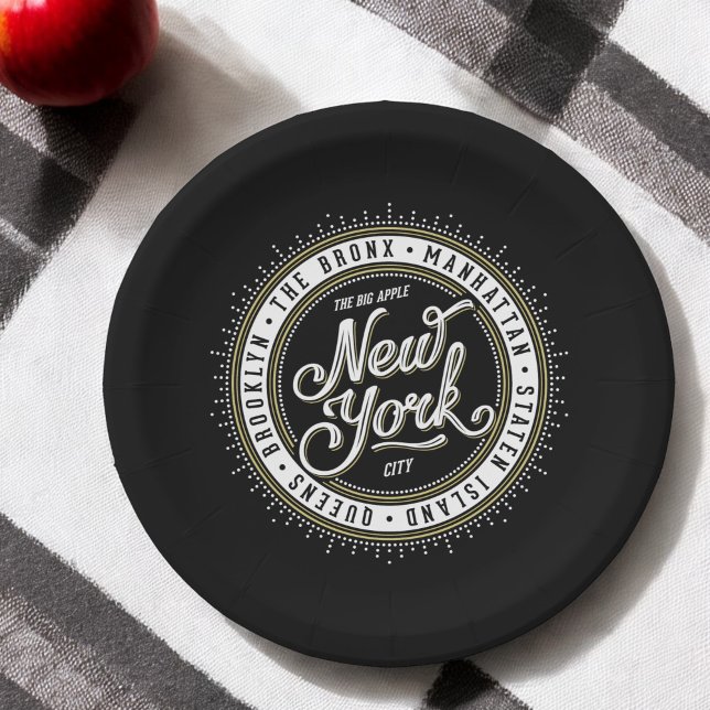 New York Theme Party Retro City Logo Paper Plate (Creator Uploaded)
