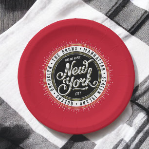 New York Theme Party Retro City Logo Paper Plate