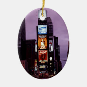 New York Times Square traffic at night Ceramic Tree Decoration