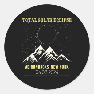 New York Total Solar Eclipse 2024 Classic Round Sticker