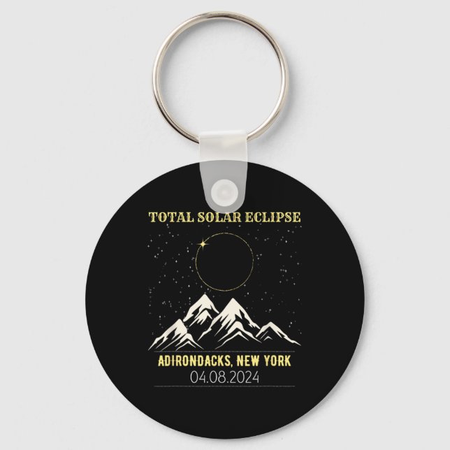 New York Total Solar Eclipse 2024  Key Ring (Front)