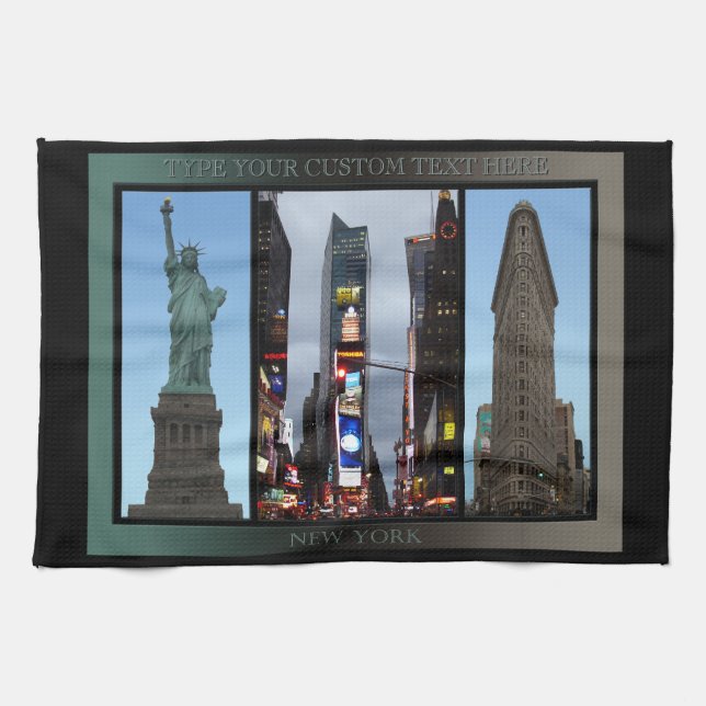 New York Towel Personalised NYC Landmark Tea Towel (Horizontal)