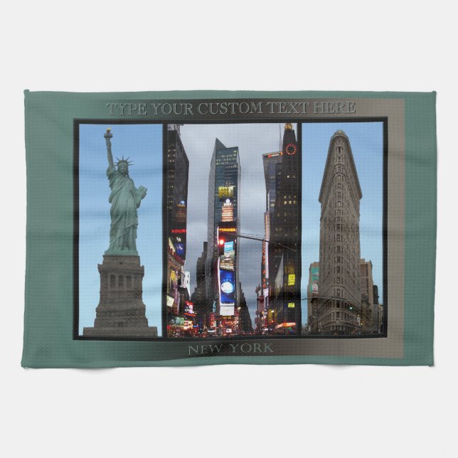 New York Towel Personalised NYC Landmark Tea Towel (Horizontal)
