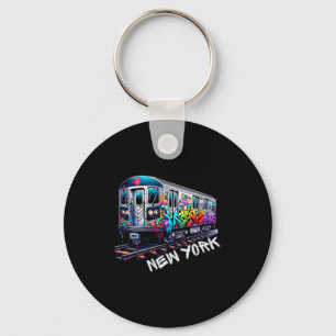 New York Train Graffiti Style, Nyc Subway Car Retr Key Ring