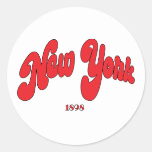 New-York-Typography Black-Grey Classic Round Sticker