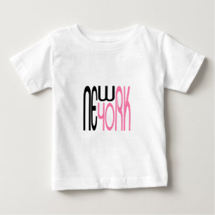 New-York-Typography Black Pink Baby T-Shirt