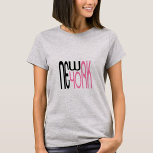 New-York-Typography Black Pink T-Shirt