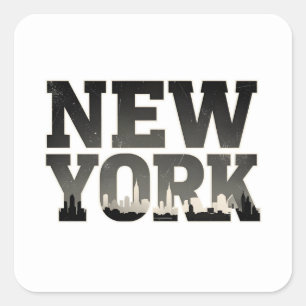 New York typography with skyline  Square Sticker