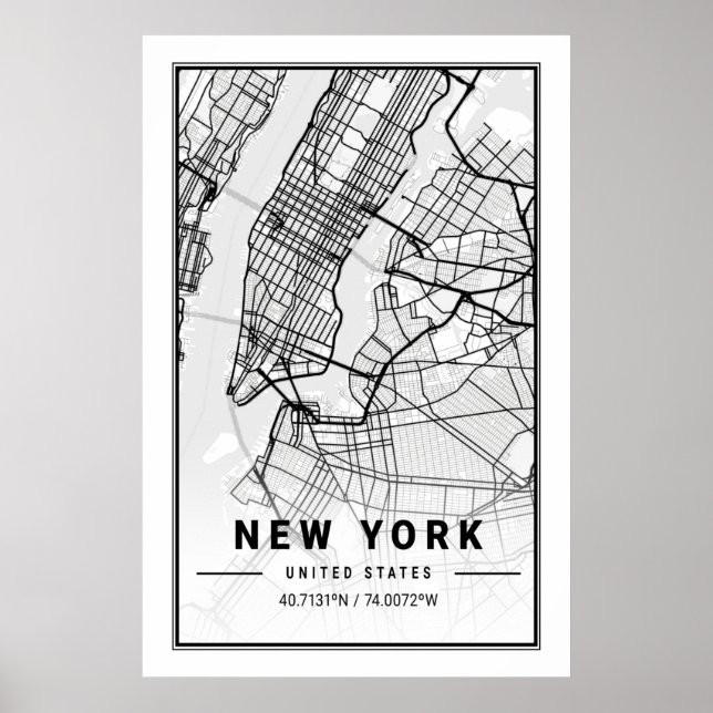 New York United States Cities Travel USA City Map Poster (Front)