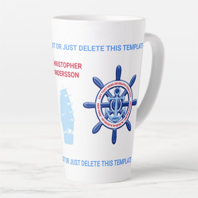 New York, United States, Customisable, Sea Travel Latte Mug (Right Angle)