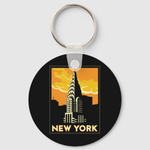 new york united states usa vintage retro travel key ring