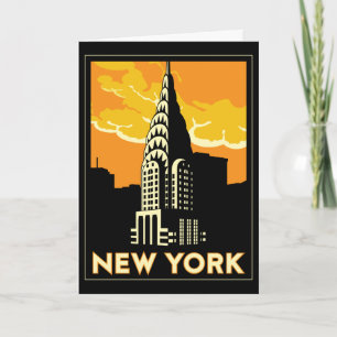 new york united states uses vintage retro travel card