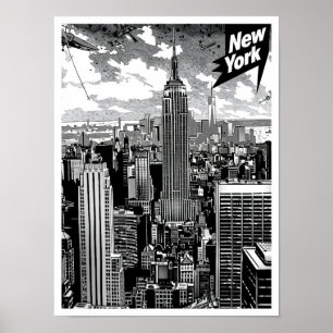 New York United States Vintage Travel Illustration Poster