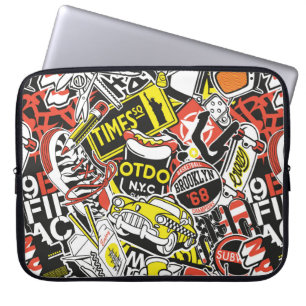 New York urban sticker patchwork abstract vintage Laptop Sleeve