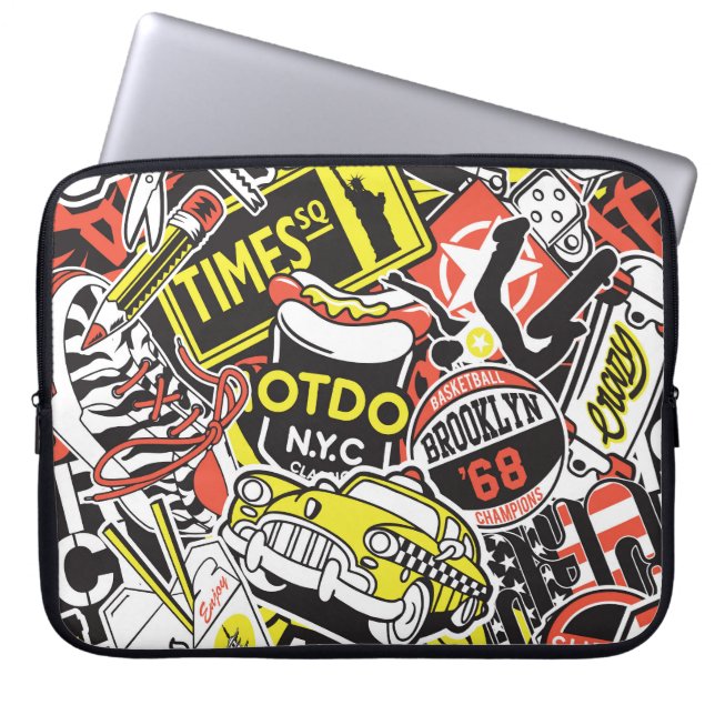 New York urban: sticker patchwork. Laptop Sleeve (Front)