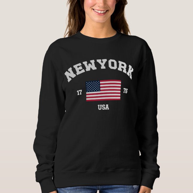 New York USA America Varsity Unisex Man Woman Clot Sweatshirt (Front)