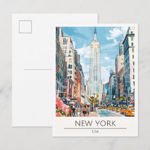 New York USA Art Illustration Travel Postcard