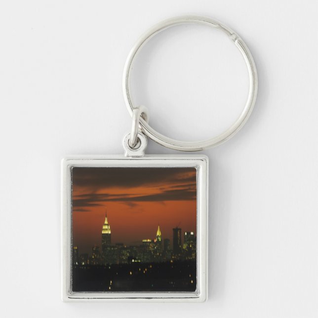 New York, USA. Skyline of uptown Manhattan 2 Key Ring (Front)