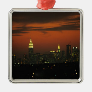 New York, USA. Skyline of uptown Manhattan 2 Metal Tree Decoration