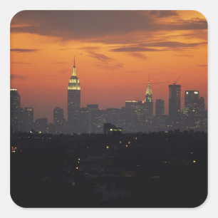 New York, USA. Skyline of uptown Manhattan Square Sticker