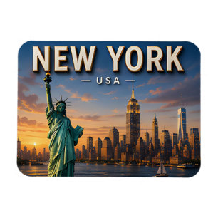 New York USA Skyline Vacation Souvenir Magnet