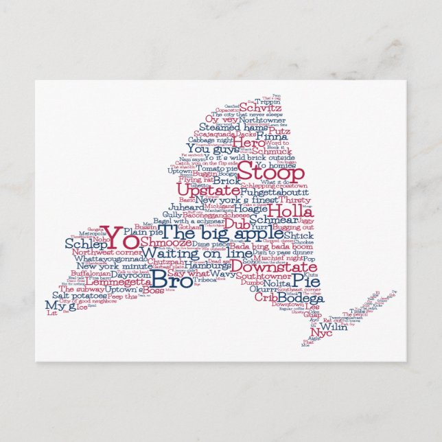 New York USA Slang Word Art Map  Postcard (Front)