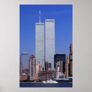 New York, USA. Twin towers of the famous World Poster