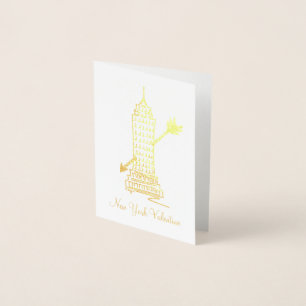 New York Valentine Skyscraper Cupid's Arrow NYC Foil Card