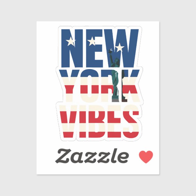 New York vibes USA flag Statue of Liberty sticker (Sheet)