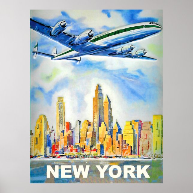 New York, vintage airline travel Poster (Front)
