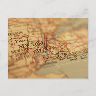 NEW YORK Vintage Map Postcard