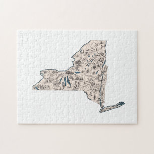 New York Vintage Picture Map Jigsaw Puzzle