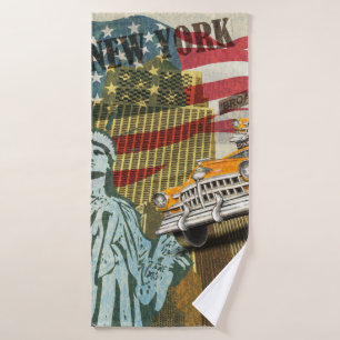 New York vintage poster. Bath Towel