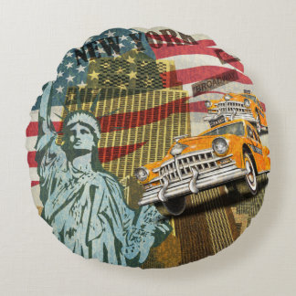 New York vintage poster. Round Cushion