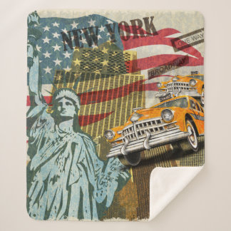 New York vintage poster. Sherpa Blanket