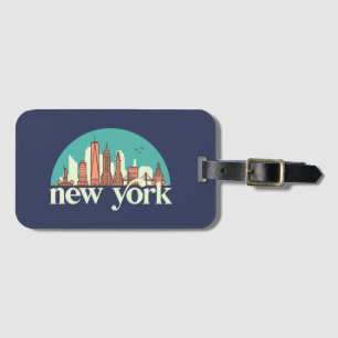 New York Vintage Retro City Skyline Cityscape Art Luggage Tag