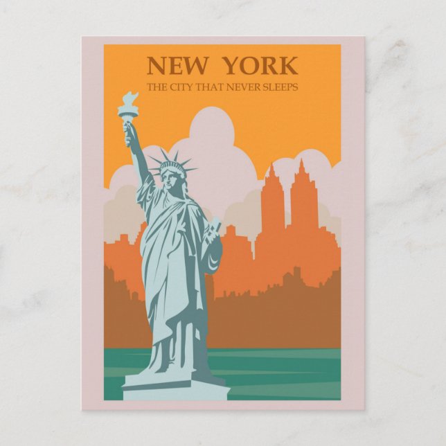 New York Vintage Style Travel Postcard  (Front)