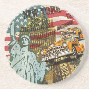 New York vintage travel poster. Coaster