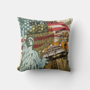 New York vintage travel poster. Cushion