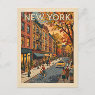 New York Vintage travel Street Scene Postcard