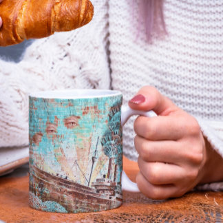 New York Wall Mural Mug with Ship and Eye Painting