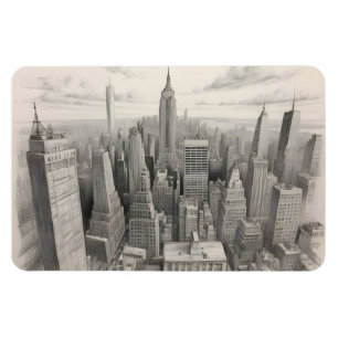 New York watercolor art Magnet