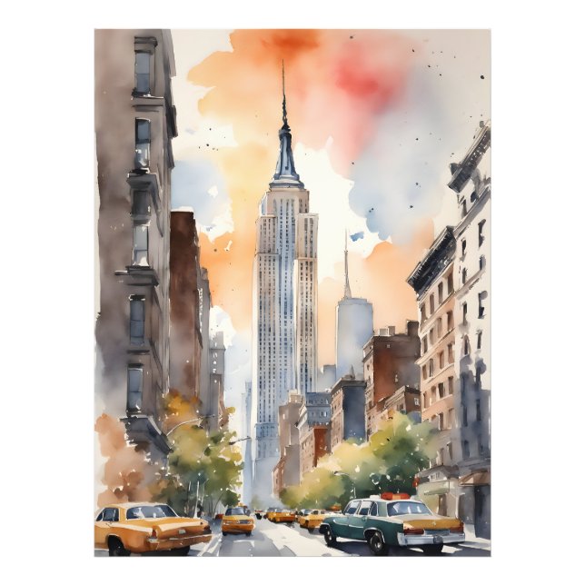 New York watercolor art Photo Print (Front)