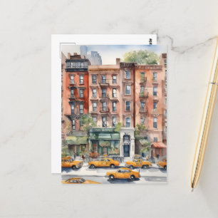 New York watercolor art Postcard
